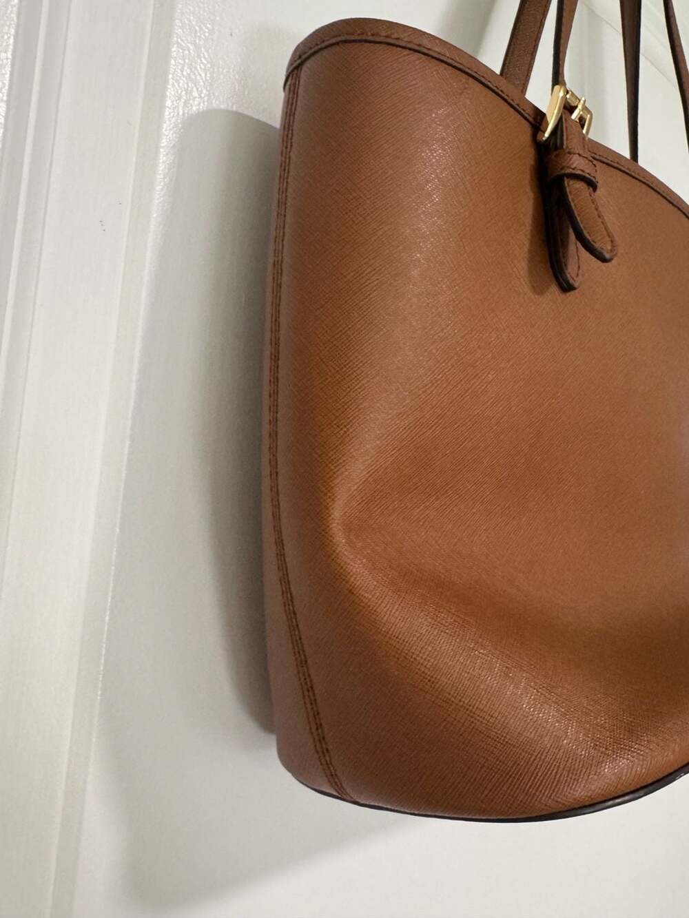 Michael Kors Jet Set Brown Saffiano Leather Tote Shoulder Bag Classic - Picture 4 of 14